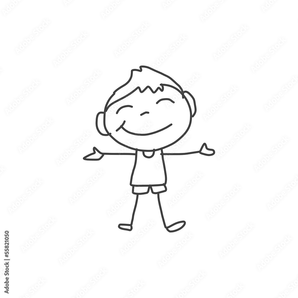 hand drawing cartoon happy kids hand drawing cartoon happy kids