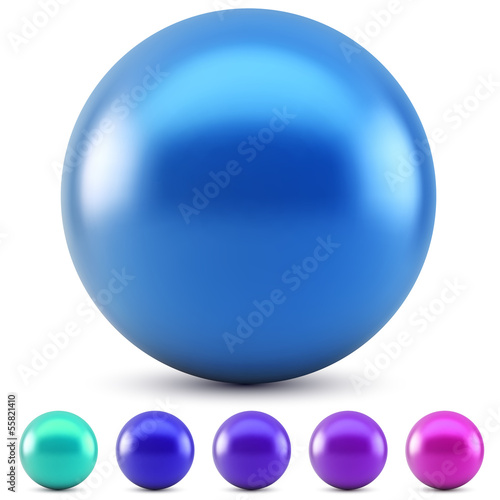 Blue glossy ball vector illustration isolated