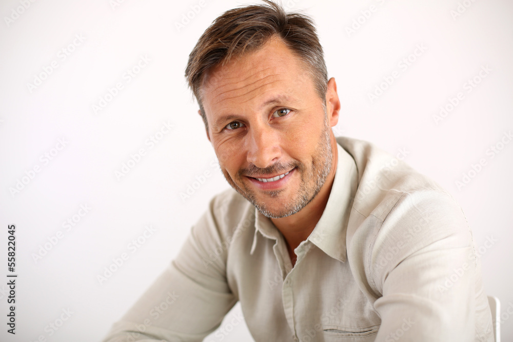 Portrait of handsome man, white background Portrait of handsome man, white background
