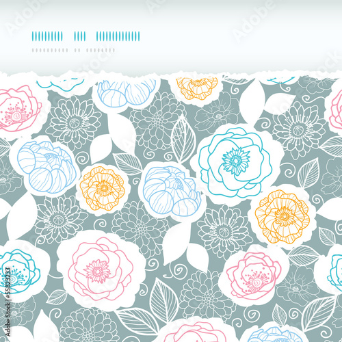 Vector silver and colors florals horizontal torn seamless