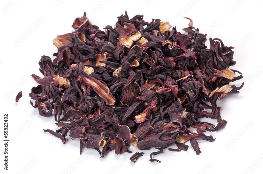 Heap of Hibiscus tea on white Heap of Hibiscus tea on white