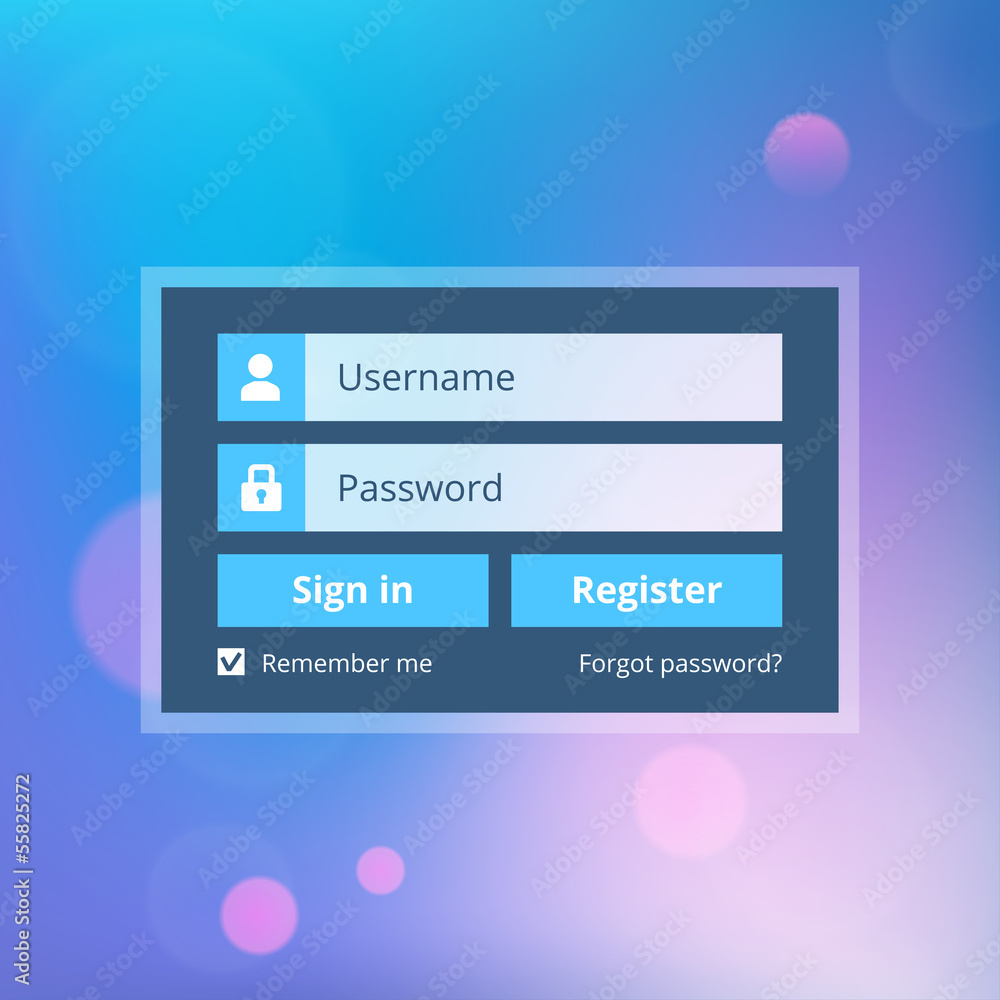 Login website template flat design with abstract background