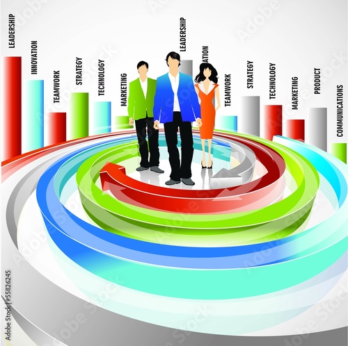Business people with 3d arrows vector.
