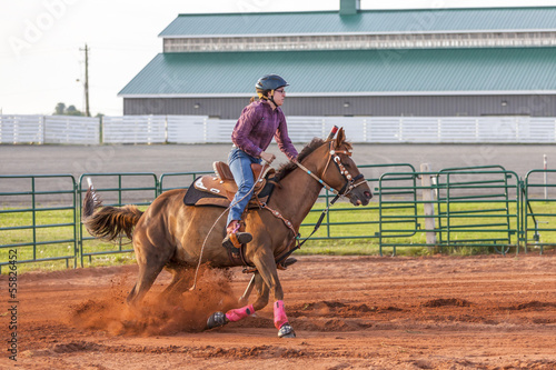 Pole Bender - Western Woman Horseback Rider