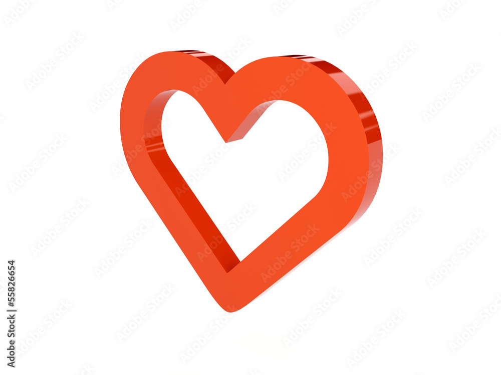 Heart icon over white background. Concept 3D illustration.