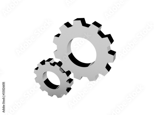 Cogwheels icon over white background. Concept 3D illustration.