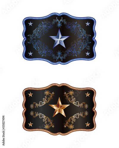 Blue and bronze buckle