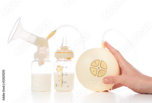 Medical electric breast pump to increase milk supply for breastf photo