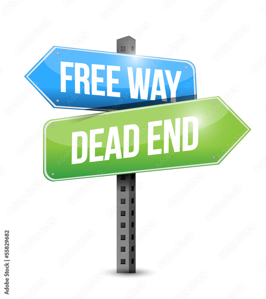 free way and dead end sign illustration free way and dead end sign illustration
