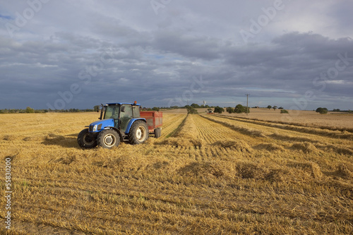 tractor and harvester