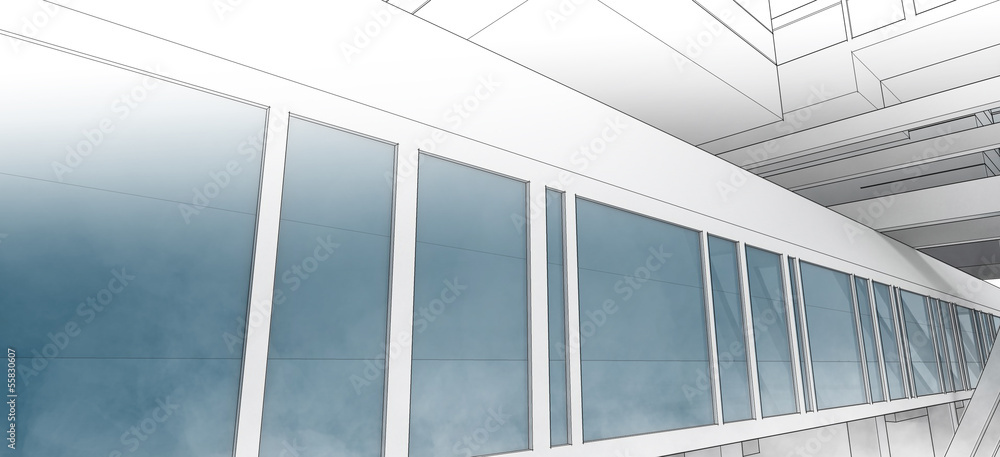 Fototapeta premium Sketch of the business center.