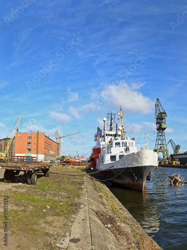 View of the industrial zone on Shipyard Gdansk, Poland.
