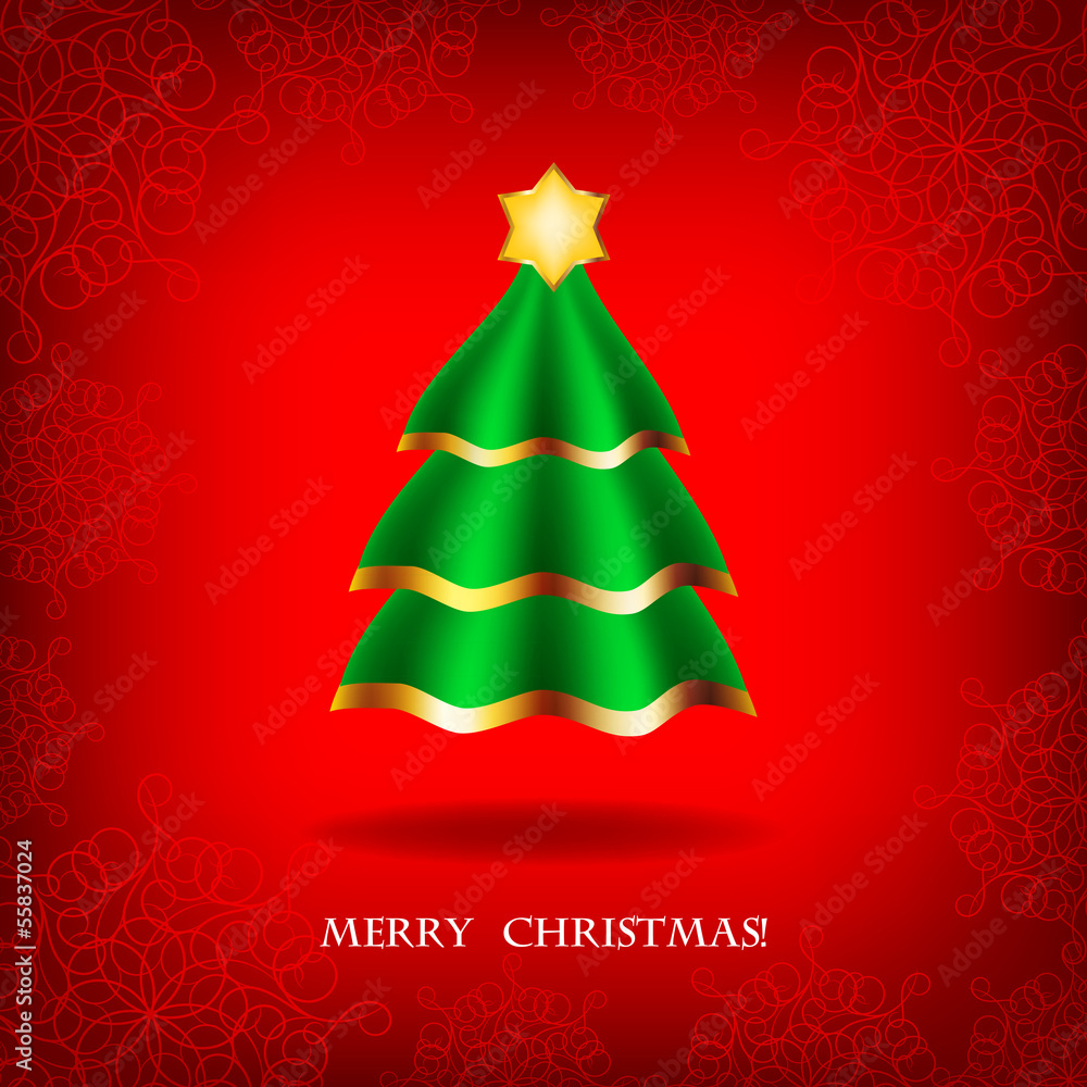 Christmas card with a Christmas tree and a star Christmas card with a Christmas tree and a star