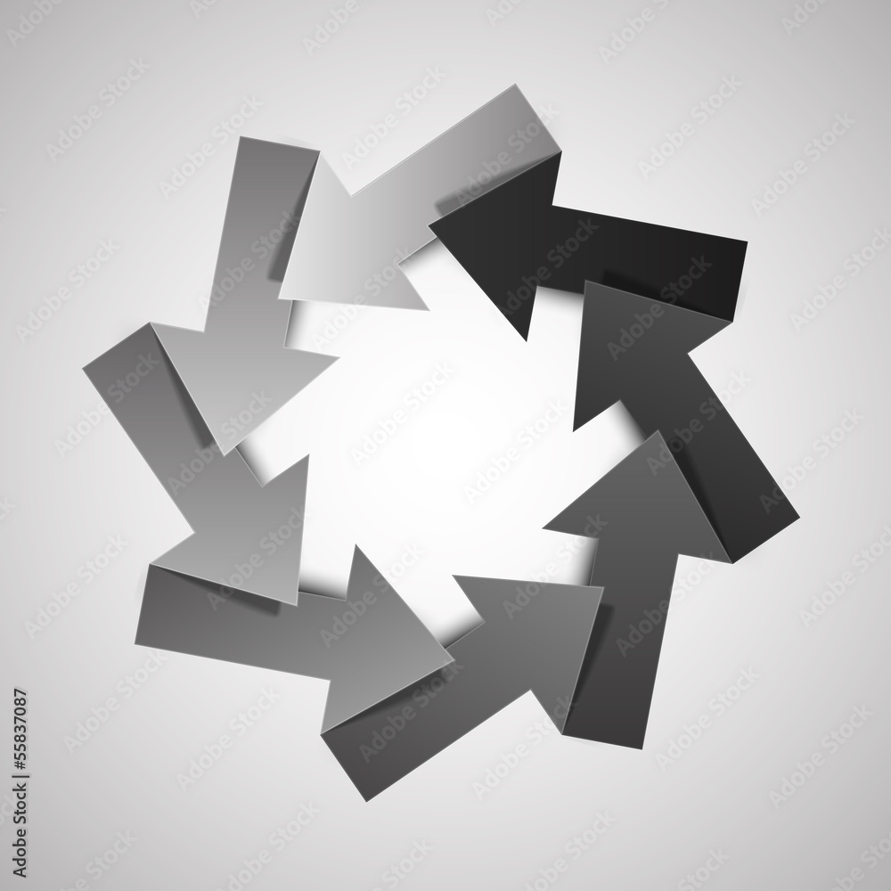 Vector life cycle diagram / schema grayscale with eight arrows Stock ...