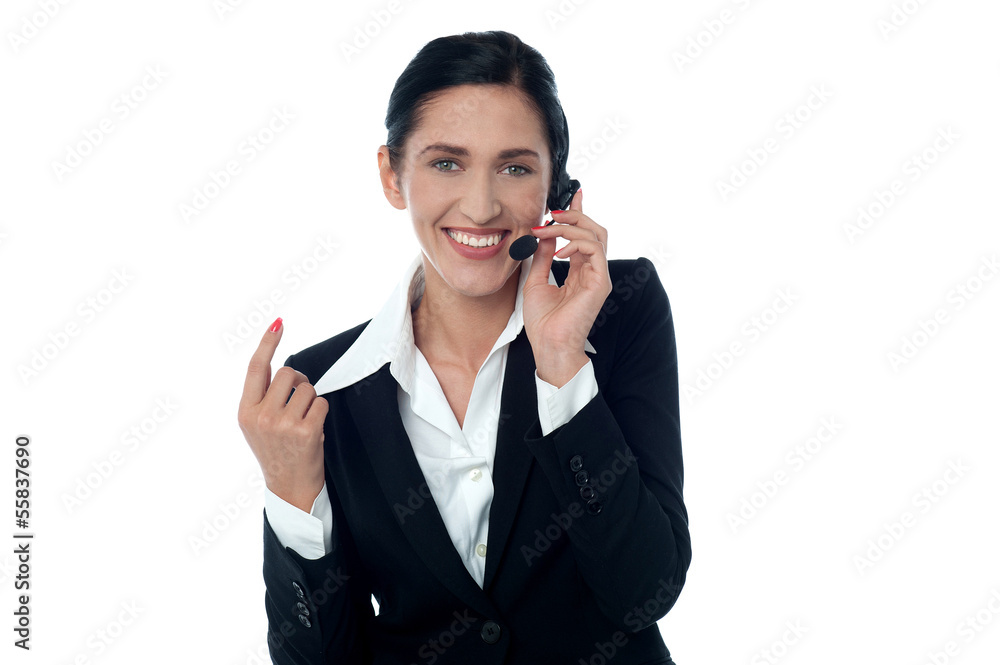 Lady customer support executive on call Lady customer support executive on call