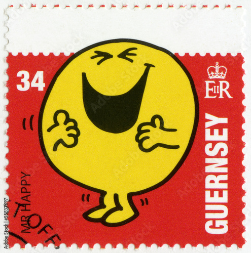 GUERNSEY-2008: shows mr happy, illustration Mr Men & Little Miss