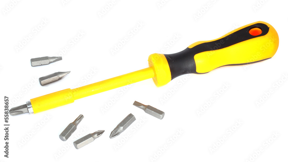 screwdriver bits set on a white background screwdriver bits set on a white background