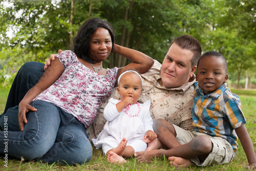 Multicultural happy family
