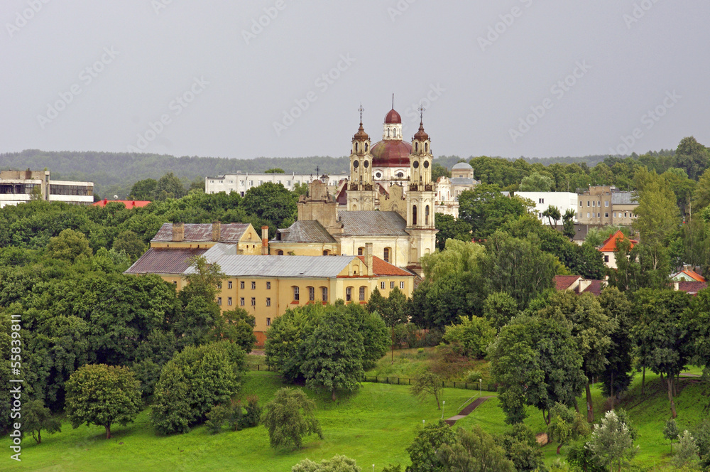 Church in the nature - Vilnius old city view