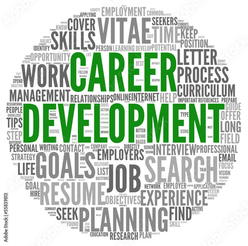 Career development in word tag cloud on white