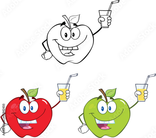 Apples Cartoon Mascot Characters  Set Collection 3