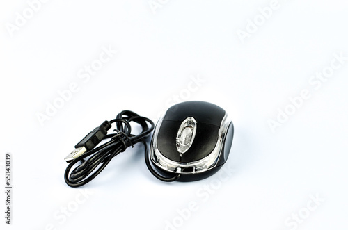 Usb mouse cable on white background