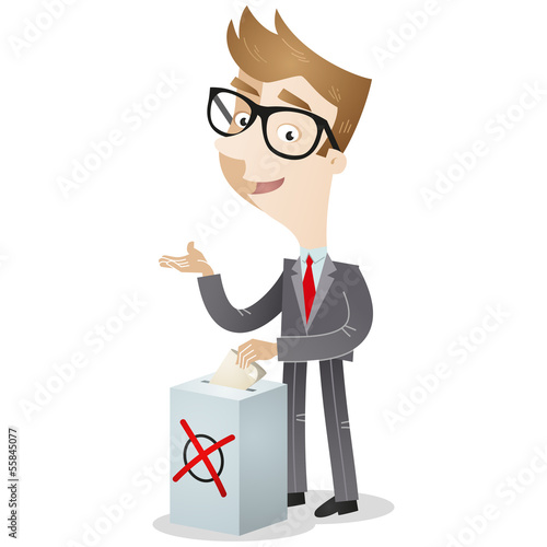 Businessman, ballot, election, voting, box