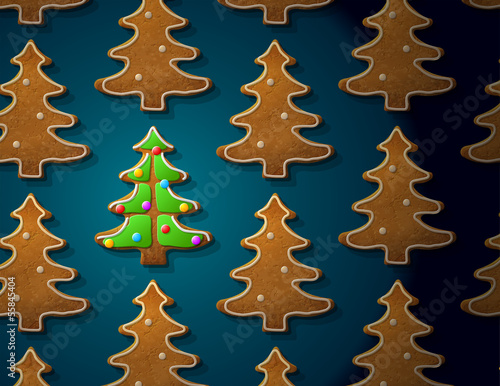 Gingerbreads in shape of christmas tree with icing