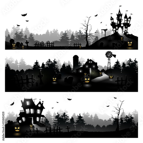 Set of three Halloween silhouettes