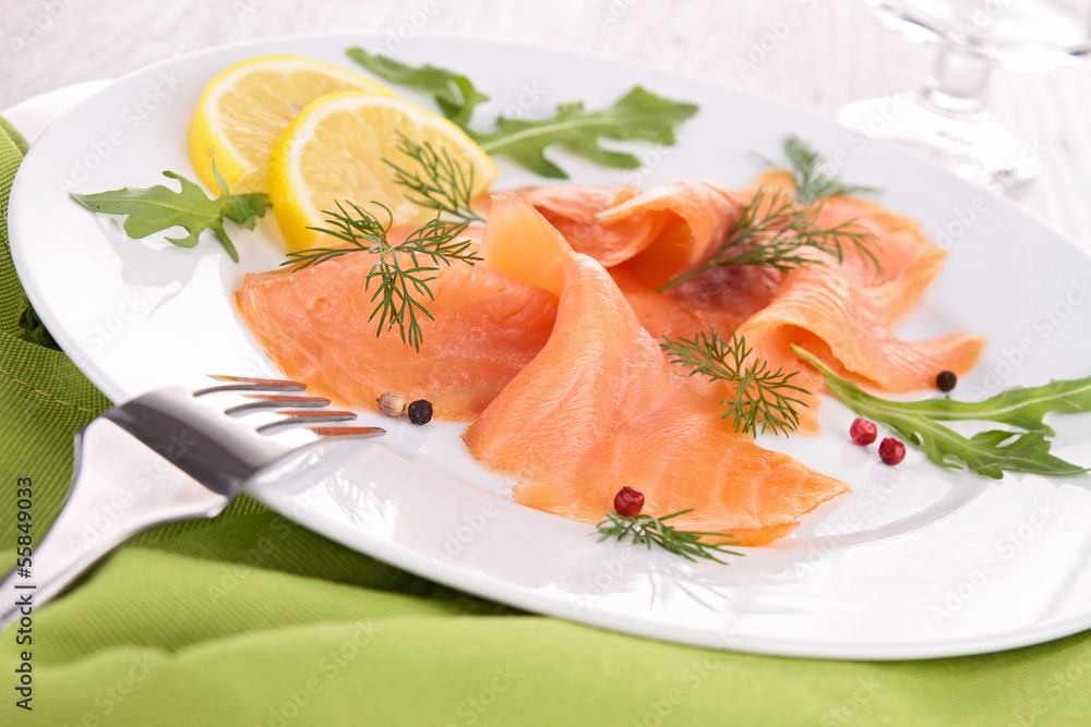 smoked salmon on the plate smoked salmon on the plate