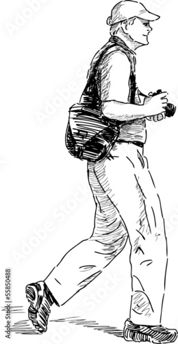 walking photographer