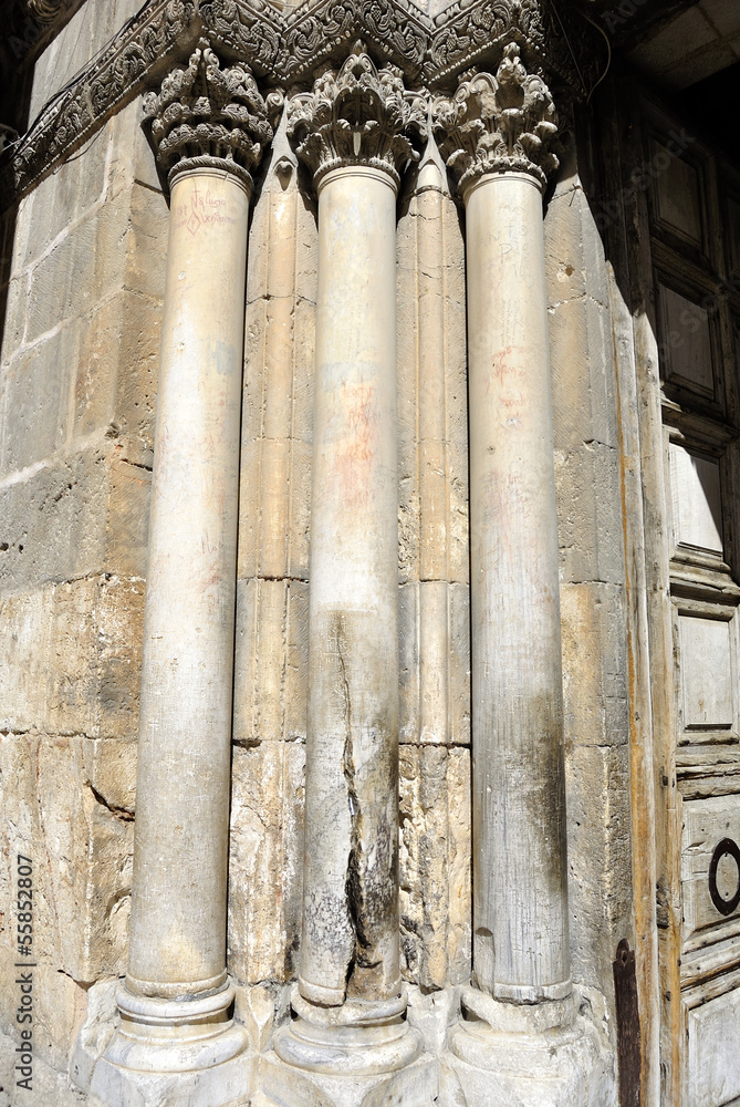 Holy Sepulchre Church columns, Jerusalem.