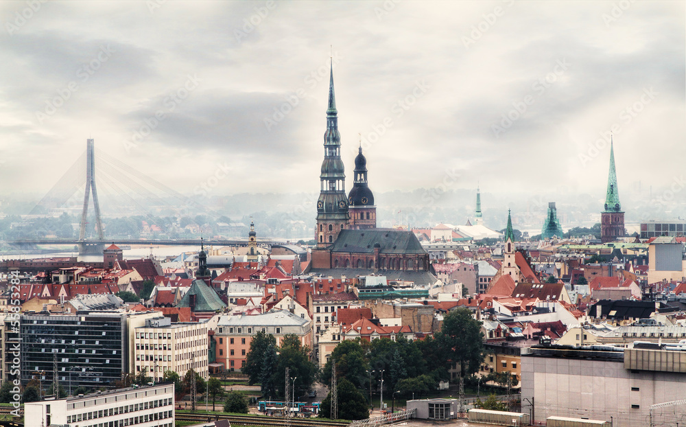 Naklejka premium Riga Latvia up view