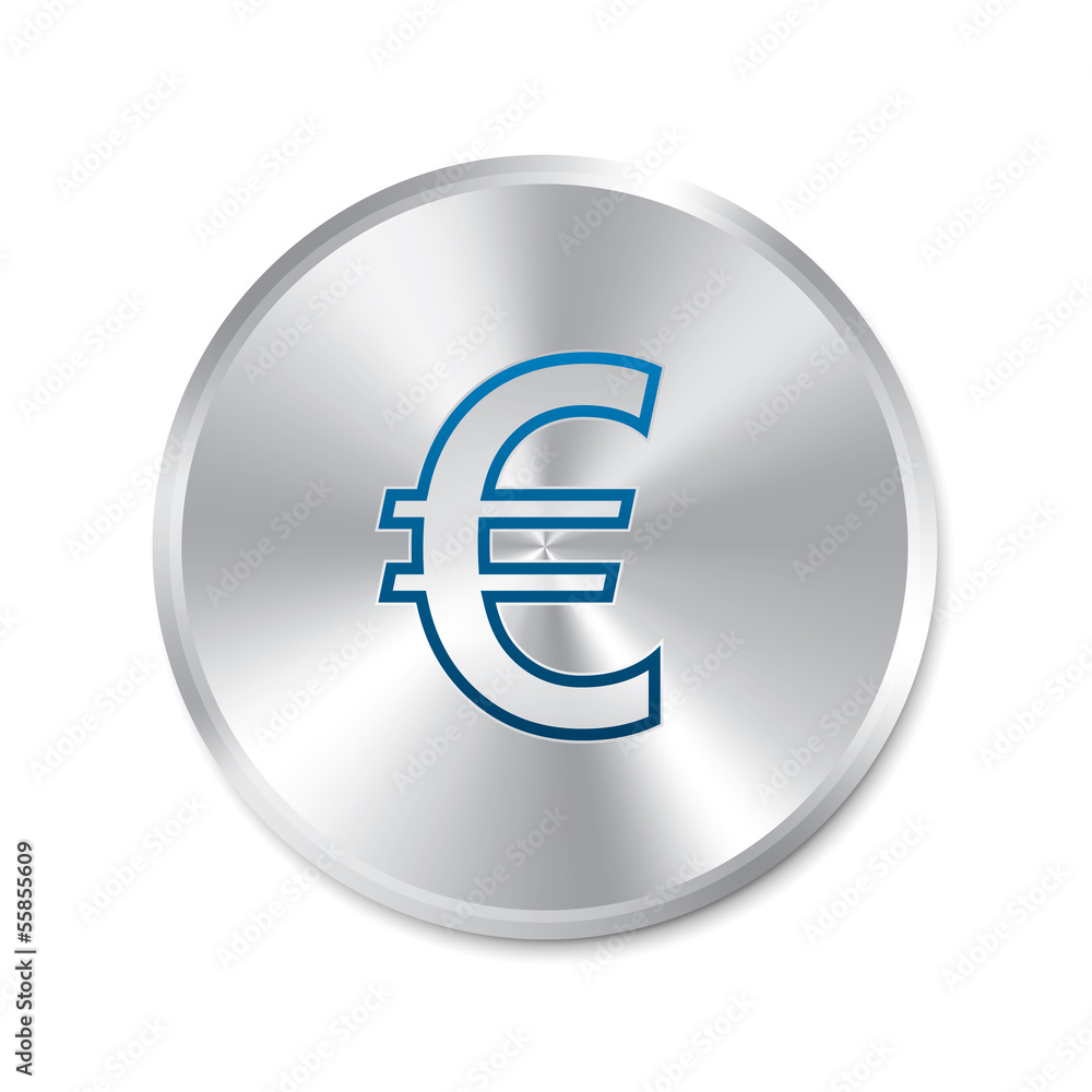 Fototapeta premium Euro silver sign. Isolated currency icon.