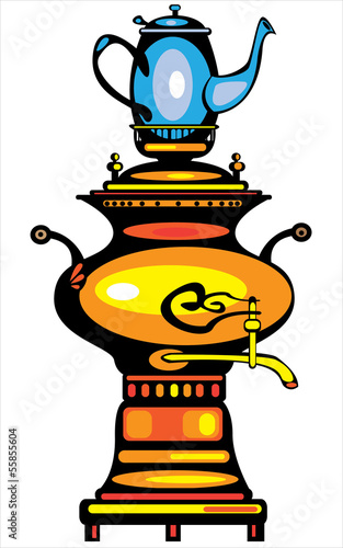color illustration samovar on white background