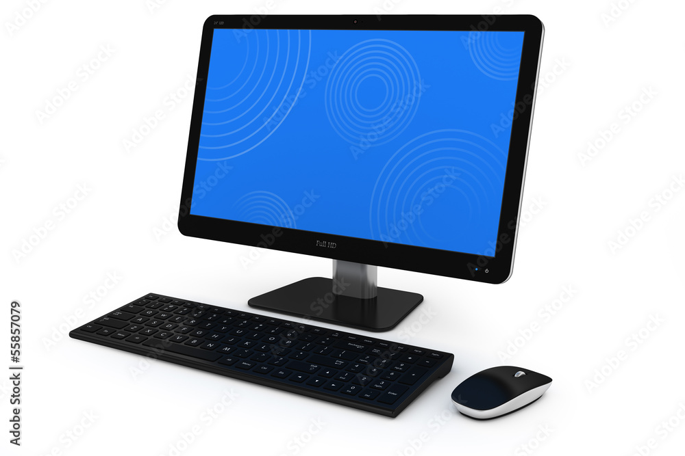 Modern home desktop PC, keybord and mouse. Modern home desktop PC, keybord and mouse.