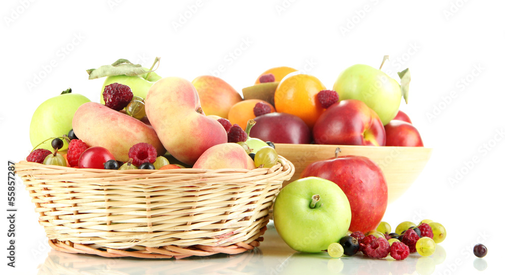 Assortment of juicy fruits, isolated on white Assortment of juicy fruits, isolated on white