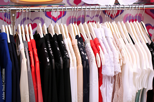 Clothes in shop, close up