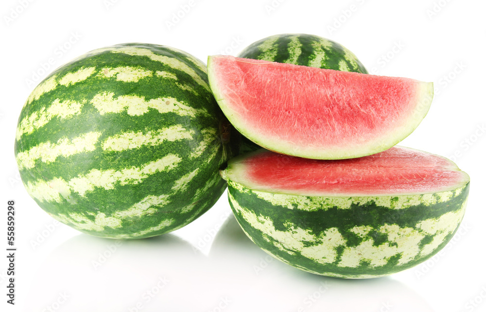 Ripe watermelons isolated on white Ripe watermelons isolated on white