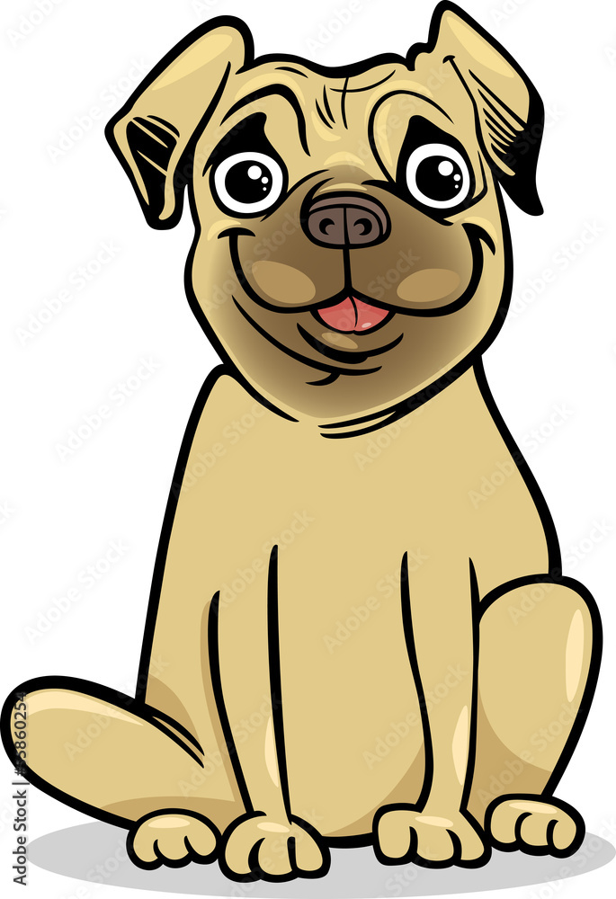 Fototapeta premium cute pug dog cartoon illustration