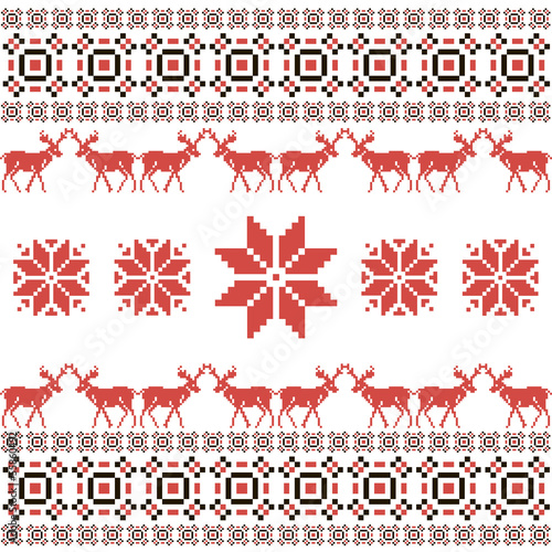 Christmas and Winter Norwegian seamless pattern