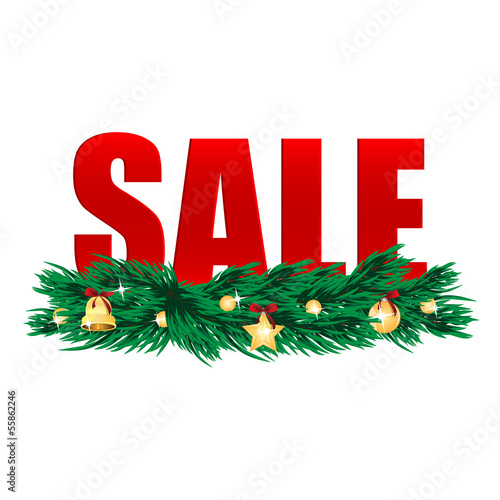 word sale decorated branches of christmas tree.christmas backgro