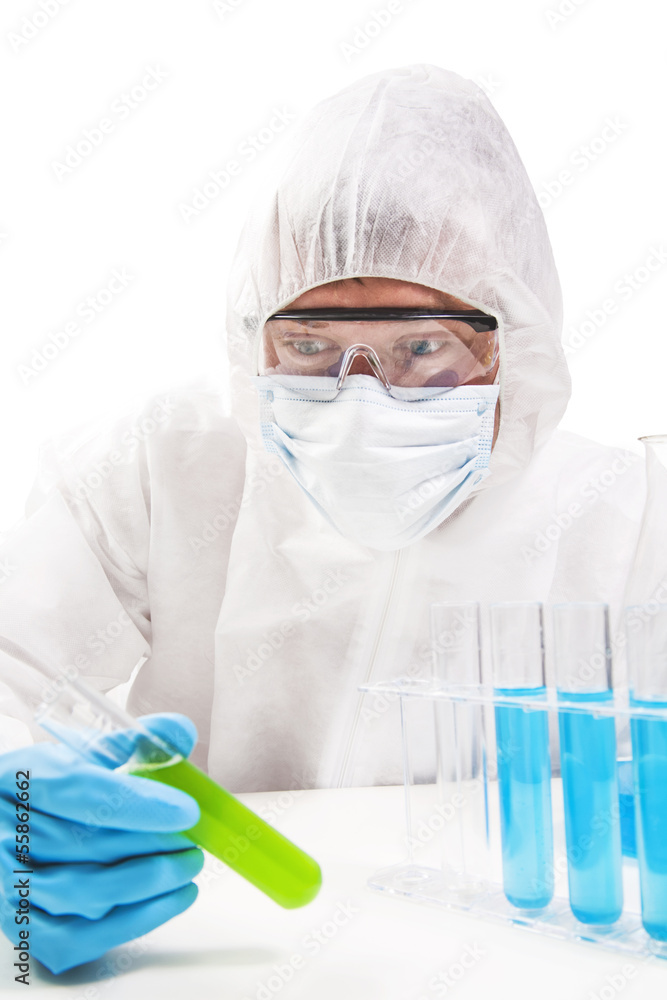 Chemist surprised after experiment Chemist surprised after experiment