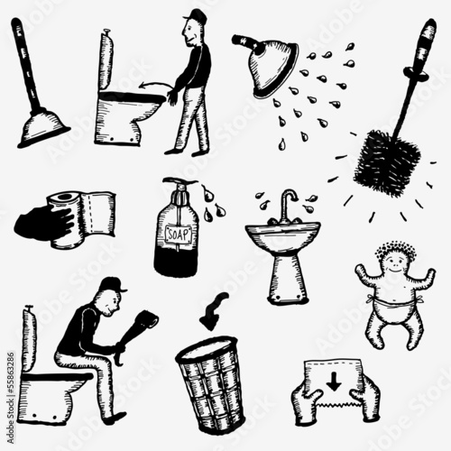 Water Closet, Hygiene And Sanitary Icons