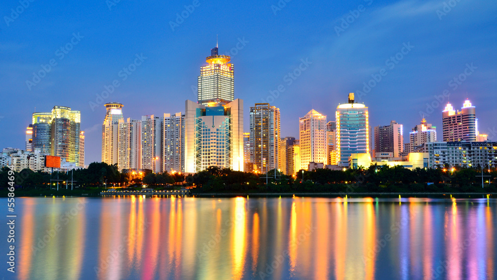 Obraz premium Beautiful night scenery of Nanhu Park