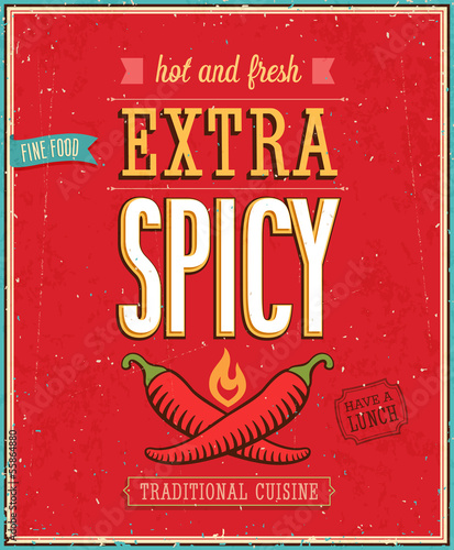 Vintage Extra Spicy Poster. Vector illustration.