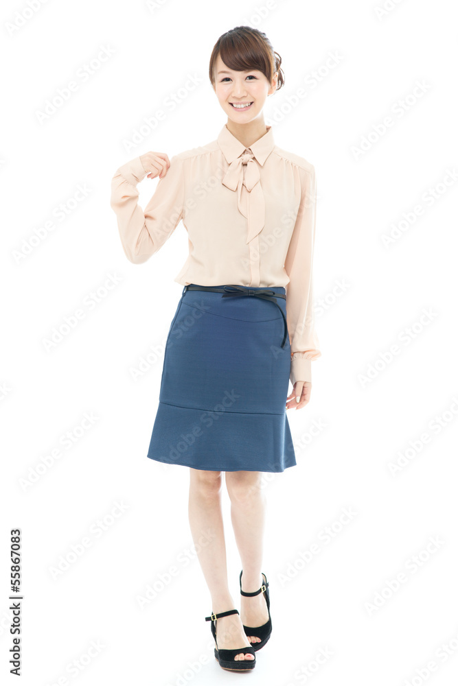 Fototapeta premium Beautiful asian business woman isolated on white background