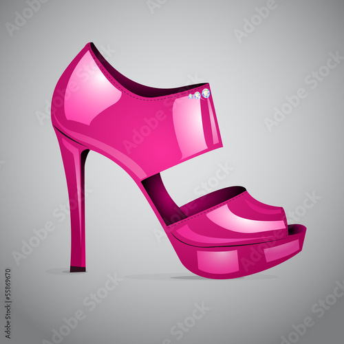 Vector pink shiny high heel shoe