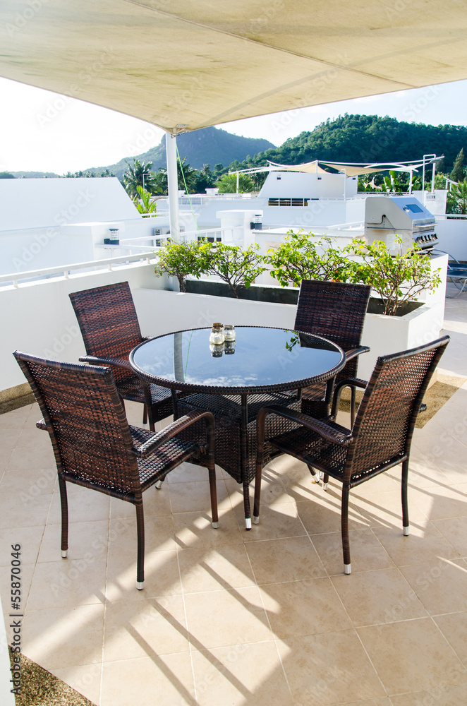 Fototapeta premium table for dinner on .terrace..