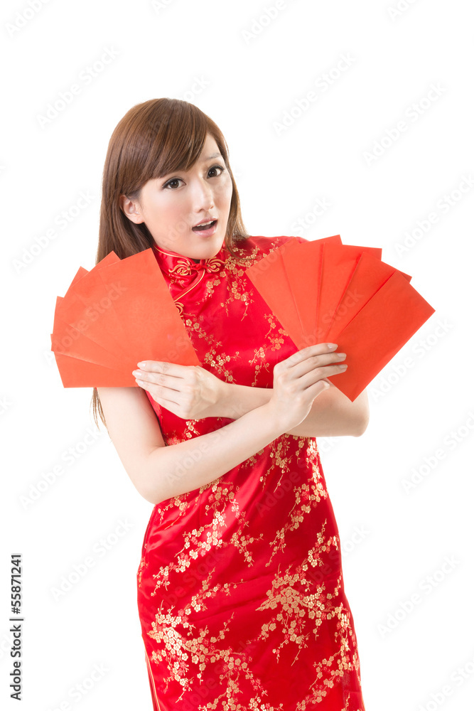 red envelope Chinese woman red envelope Chinese woman